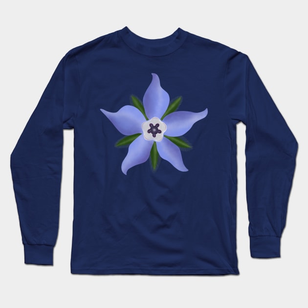 Borage (Borago officinalis) Long Sleeve T-Shirt by Strong with Purpose